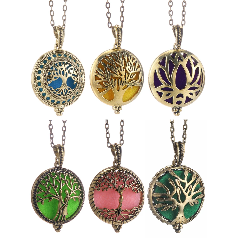 Fashion Design Luxury Aromatherapy Necklace Lotus perfume Chain Jewelry Essential Oil Diffuser Universal Pendant Cotton Pads