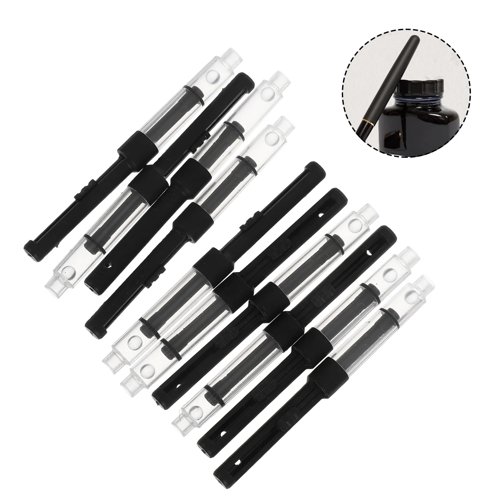 

10pcs Universal Fountain Pen Ink Converter Refillable Tool Plastic Large Capacity Longlasting Replacement For Writing