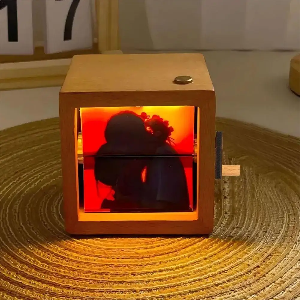 إطار صور كتاب تذكاري شخصي، ألبوم صور خشبي مكرنك يدويًا، هدية للأزواج في عيد الحب #1