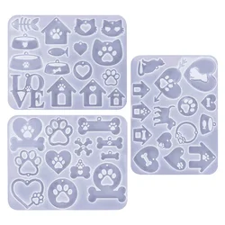 Dog Cat Tag Silicone Mold Kitten Claw Shape Epoxy Resin Mould for DIY Pets Key Chain Necklace Pendants Epoxy Resin Molds Crafts