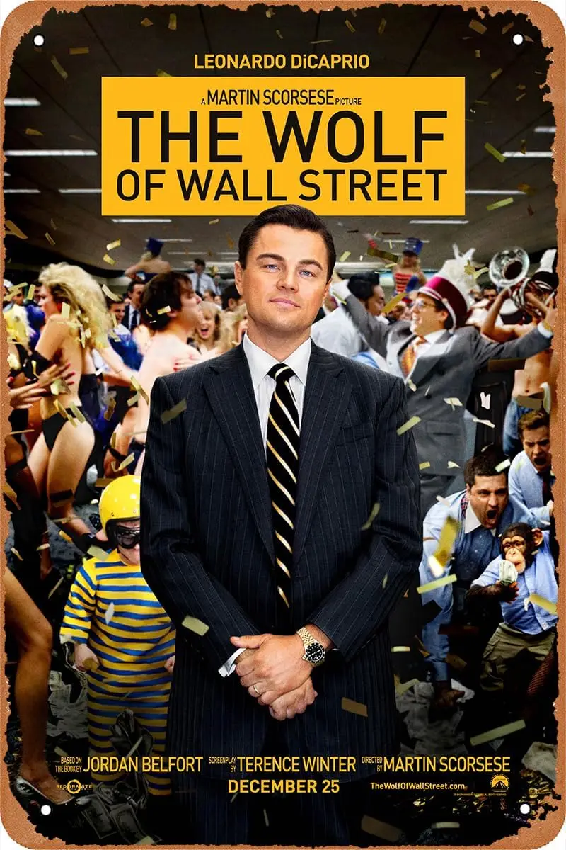 The Wolf of Wall Street Movie Poster Vintage Tin Sign Retro Metal Sign for Bar Office Garage Home Wall Decor Gift 12 X 8 in sign