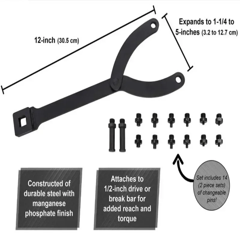 Регулируемый штифт для гаечного ключа, съемник шкива 1/2 дюйма
