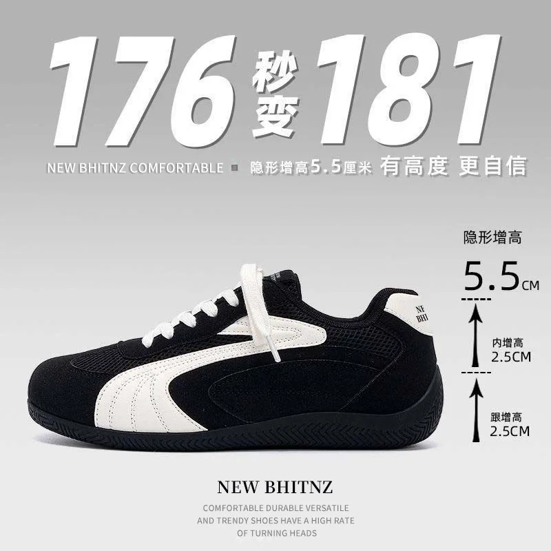 

New Fashionable German Training Shoes for Women Lightweight Casual Sports Shoes Leather Surface Invisible Height Increasing Shoe