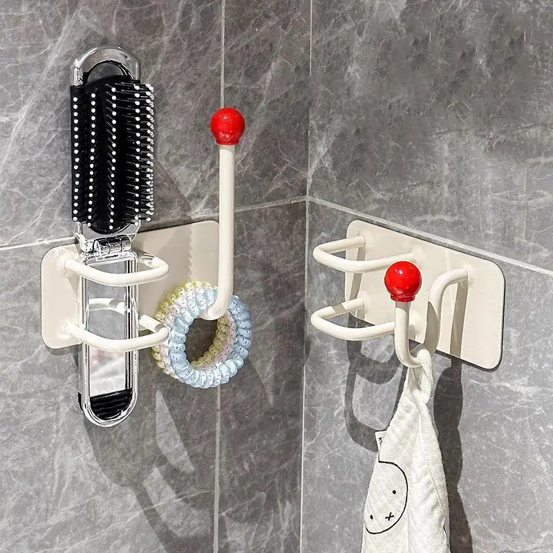 Bathroom Hair Tie Headband Hook Wall Mounted Storage Rack No Drill Comb Organizer Jewelry Adhesive Hook For Home Shower Vanity