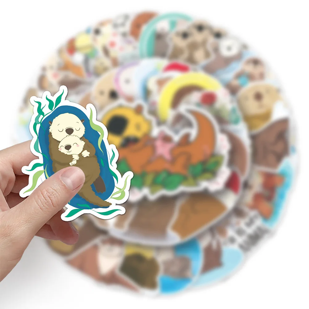 10/30/50pcs Cute Cartoon Otter Stickers Graffiti Decals DIY Laptop Phone Notebook Fridge Waterproof Animals Sticker for Kids Toy