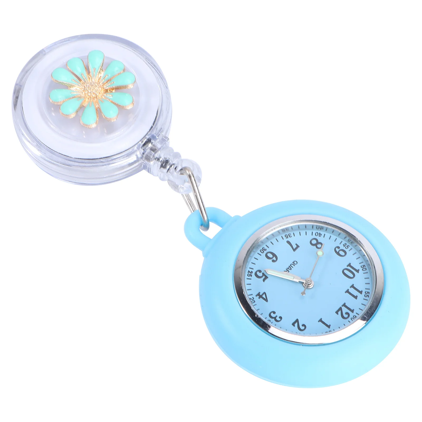 

1Pcs Nurse Fob Watch Durable Alloy Clear Glass Clip-on Retractable Easy Wear Nursing Pocket Watch for Nurses Doctors