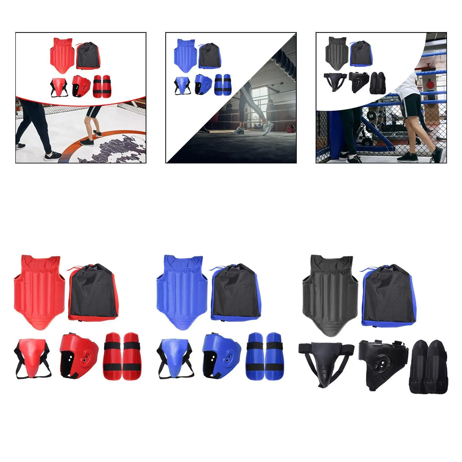 Taekwondo Protector Gear Leg Guards Crotch Protector Professional Equipment Set