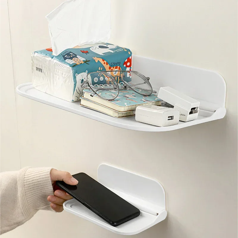 

Mobile Phone Shelf for Bathroom Wall, Bedside Toilet, Lavatory Storage Rack, Foldable Plate, Pasted on the Wall, Dormitory