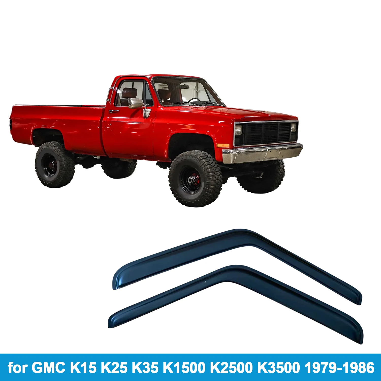 

Window Visor for GMC K15 K25 K35 K1500 K2500 K3500 1979-1986 Rain Guard Side Vent Deflector Weathershield Outside-Mount Tape On