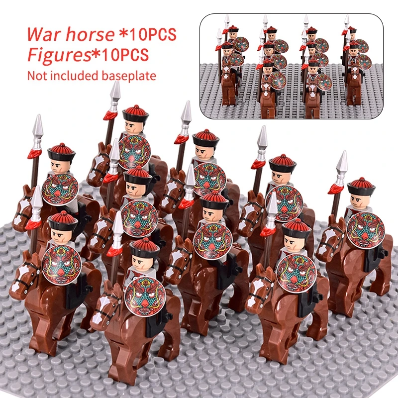 MOC Qing Dynasty Medieval Royal Guards Castle Knights Warriors Eight Banners figures Model Building Bricks Blocks Toys for kids