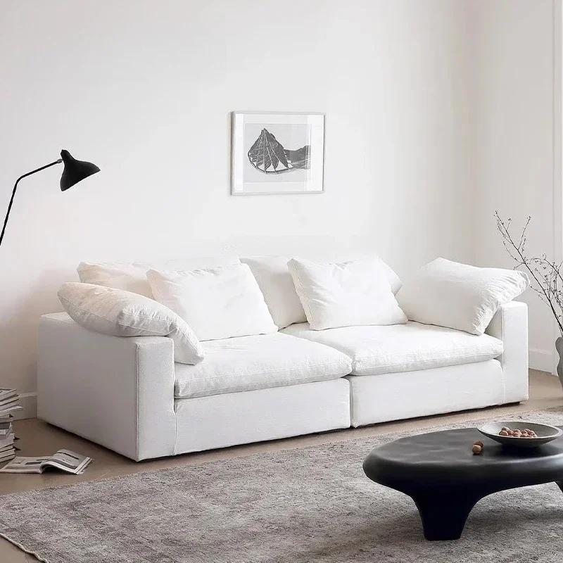 Designer Convertible Sofa For Living Room Comfortable Home Furniture Modern Minimalist White Couch Italian Style Triple Seats