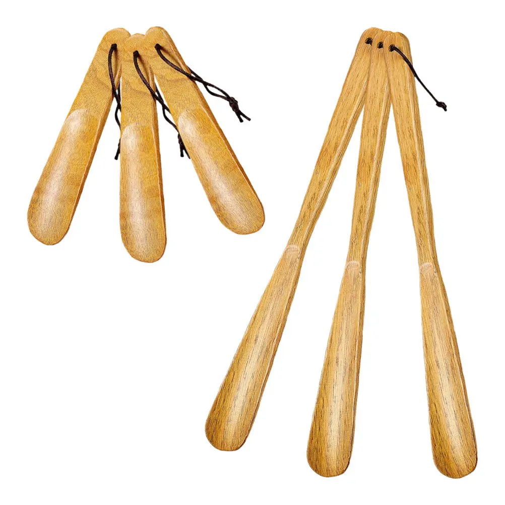 

6Pcs Wooden Shoe Horn Set Natural Grain Long Handle Shoehorn for Boots Sneakers Easy Wear Tool Travel Home Office Use Elderly
