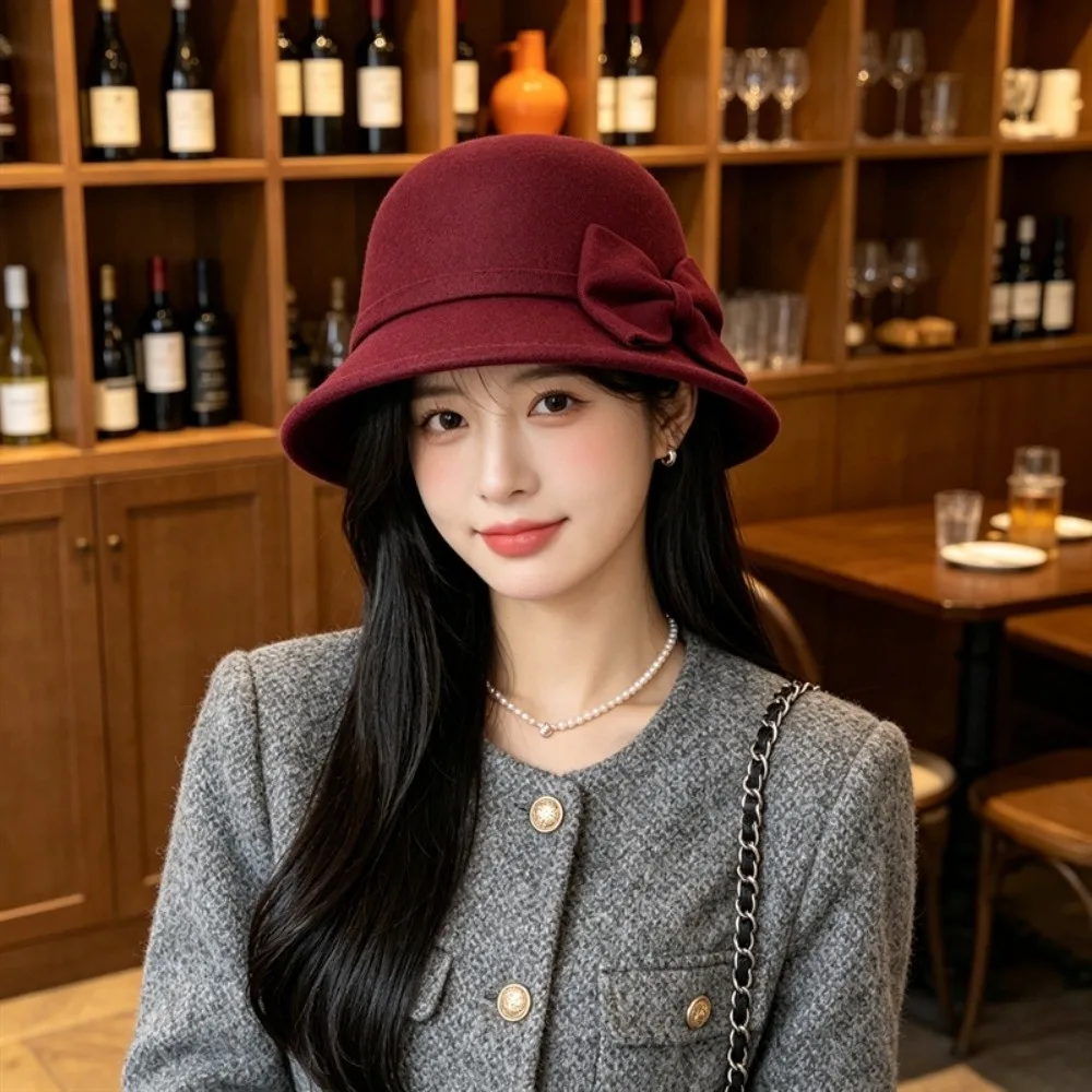 Single Face Woolen Wide Brim Hat Adjustable Fits 55cm To 58cm Head Circumference Dress Hat Fall Winter Formal Hat