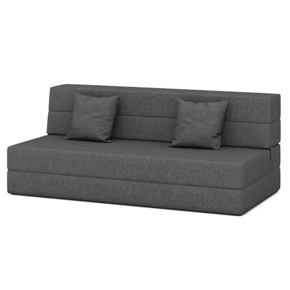 Convertible Sleeper Chair Sofa Bed with 2 Pillows Foldable Futon Couch Living Room Portable Floor Mattress Small Spaces Linen