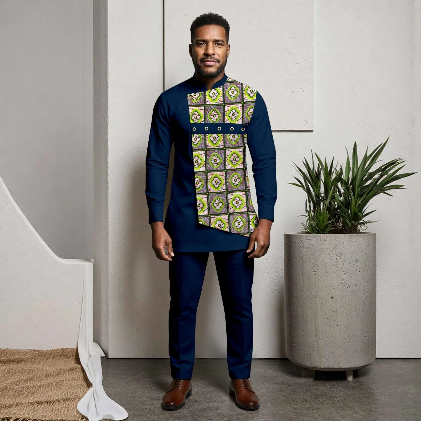 

New African Ethnic Print Batik Pure Cotton Men's Suit, Fashionable Wedding Groom and Best Man Attire, Men's Suit. Mens Clothes