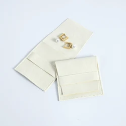10-Pack Bulk Beige Suede Microfiber Jewelry Pouch Bag Small Size Envelope Jewellry Packaging Pouch For Necklace Bracelet Ring