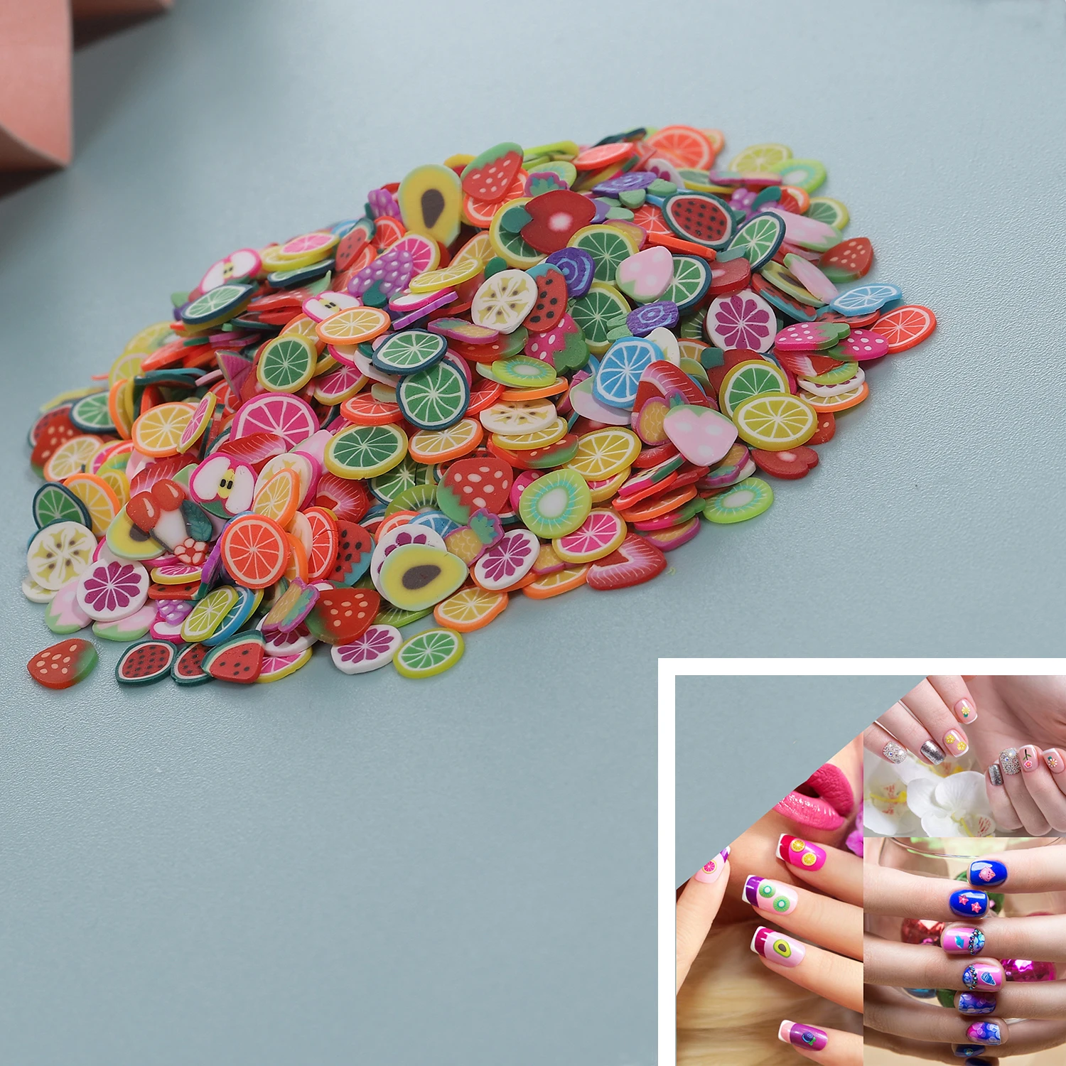 3/12g Nail Art Slice 250-1000PCS 3D Fruit Fimo Slices Polymer Clay DIY Nail Art Decoration Fruit Nail Art Slices Fruit Slices