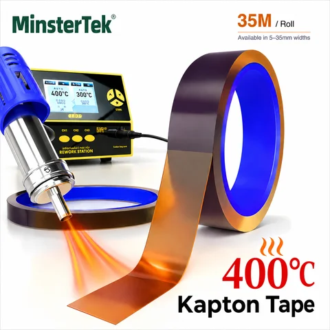 Kapton Tape 400°C High Temperature Heat Resistant Thermal Insulation Tape for PCB Soldering Electronics Protection 2-35mm