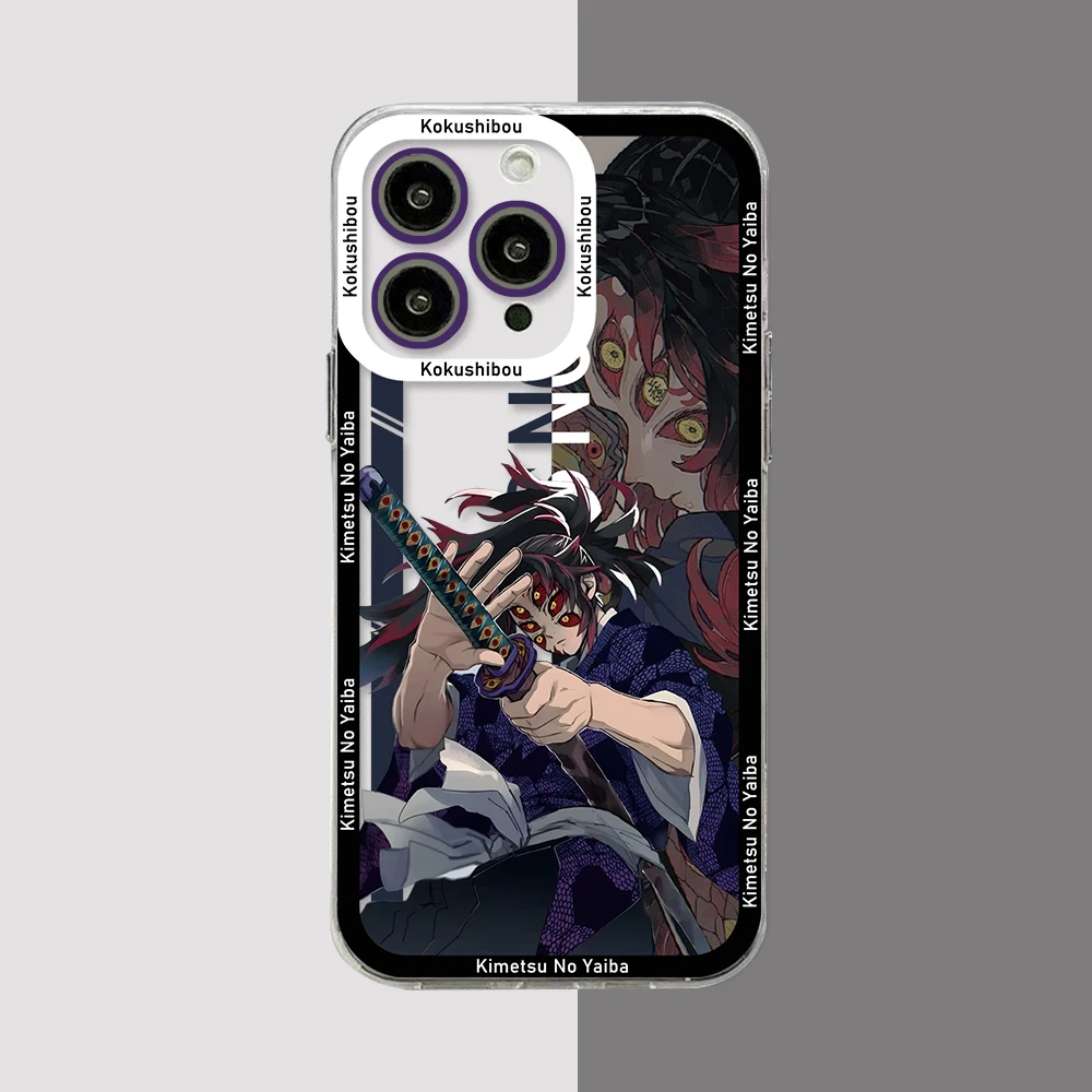 Hot Anime Demon Slayer Tanjirou custodia per telefono per iPhone 15 14 13 12 11 Mini Pro Max X XR XSMax 6S 7 8 Plus SE20 Cover trasparente