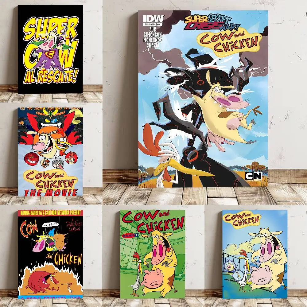 Cartoon Kuh Und Huhn Poster Hohe Qualität Druck Wasserdichte Wand Kunst Aufkleber Für Bar Wohnzimmer Dekor Geschenk