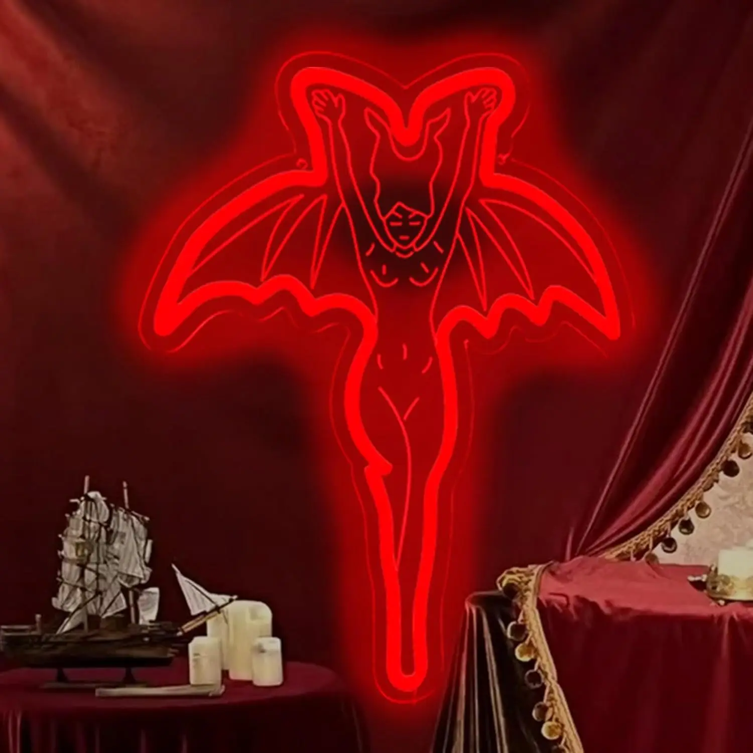 Devil Neon Lights, Vampire Neon Lights for Ghost Halloween Gothic Decorations, Led Wall Lights for Parties and Home Decorations