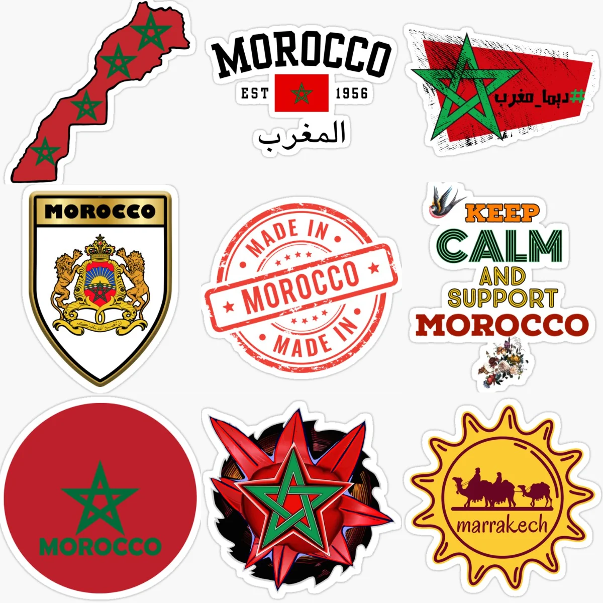 

Morocco Flag Map Emblem PVC Car Sticker for Decorate Car Truck Van Fridge Bicycle Wall Room Helmet Decal Accessories