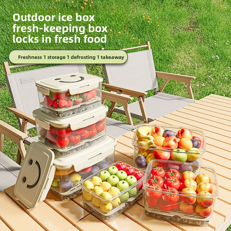 LMM outdoor camping spring outing picnic mobile small refrigerator with storage portable crisper