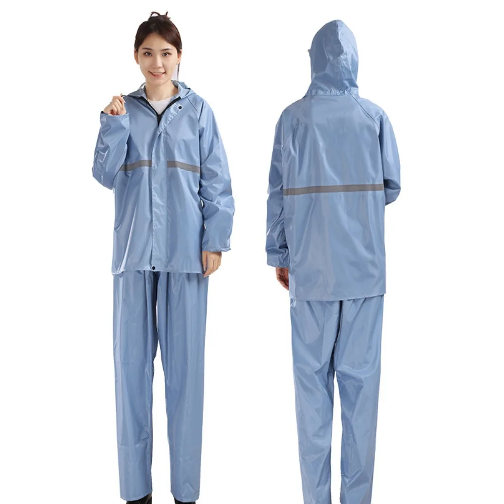 

Reflective Strip Raincoat and Rain Pants Suit Oxford Cloth Waterproof Waterproof Rain Poncho Reusable Durable Full Body Raincoat