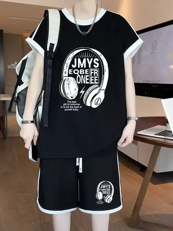 

Men's Large Size Sports Set Summer No Sve Tank Top Qui Dry T-irt orts Running Baskeall Clothes Two-Piece Set