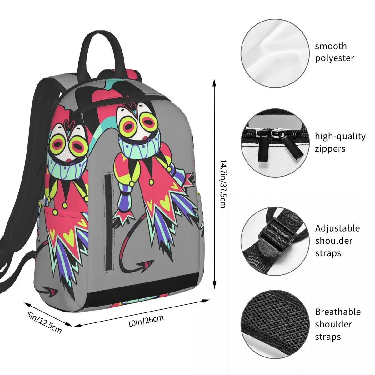 Fizzarolli Helluva Boss (11) Backpack Student BookBag Boys Girls School Bag Computer Shoulder Bags Men Women