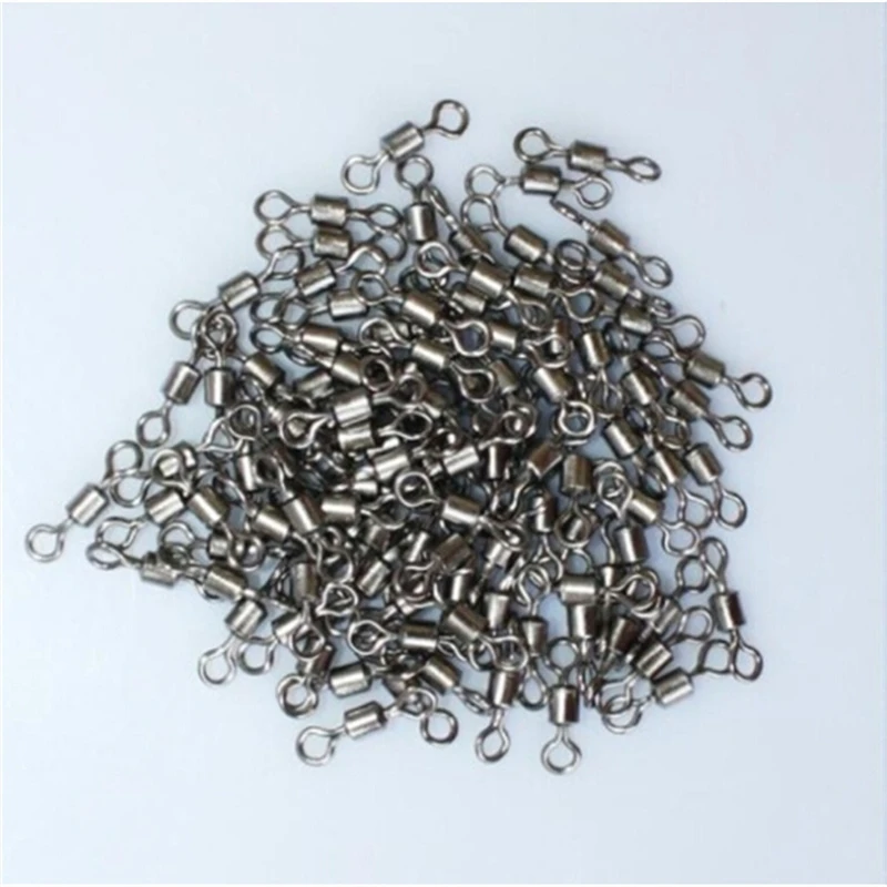 100 Pieces Fishing Swivels Accessories Flexible Stainless Steel Protective Rolling Barrel Swivel Tackle Accessory