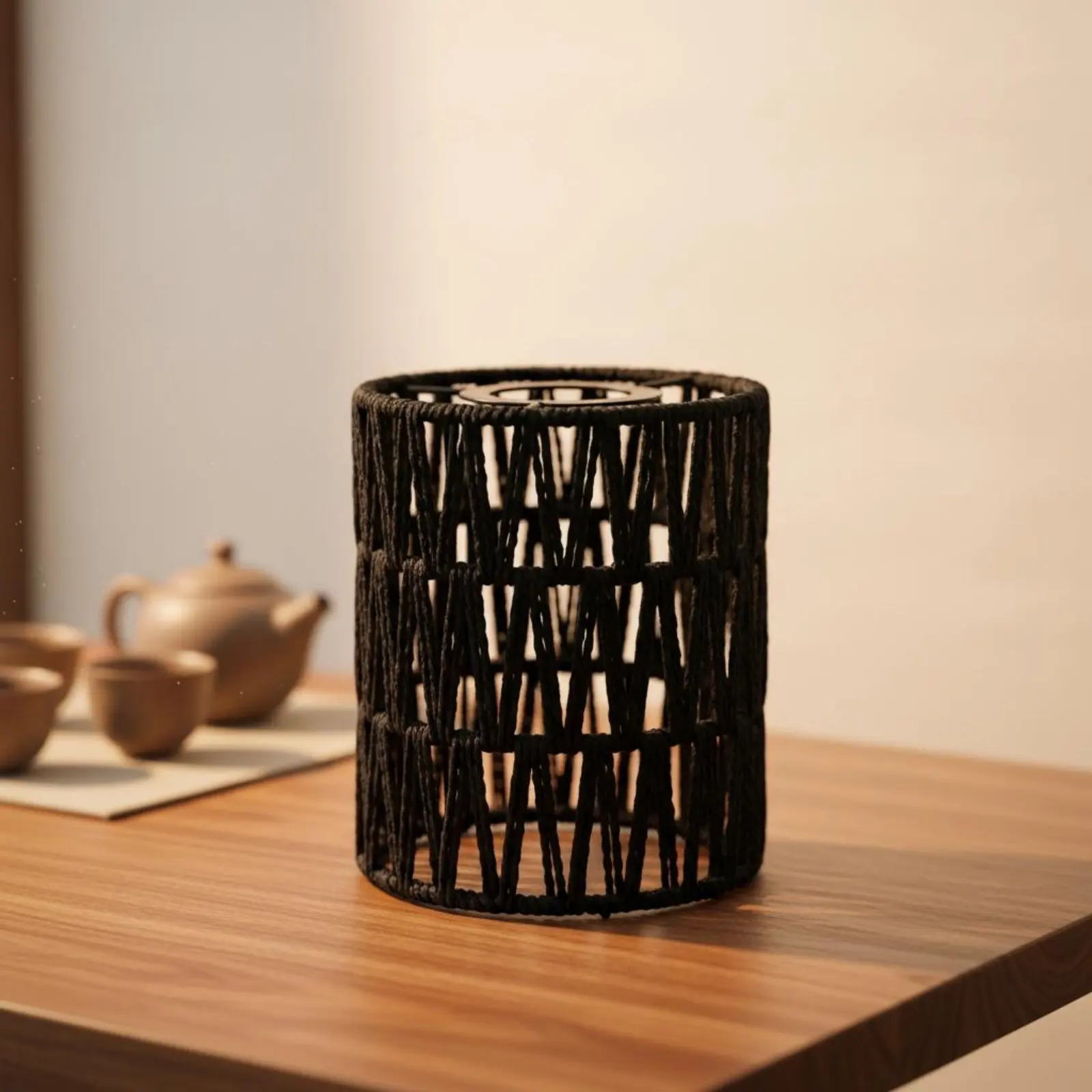 Rope Hanging Lamp Shade New Chinese Design Handmade Rope Light Shade Woven Hanging Lampshade Creative Design for Restaurant
