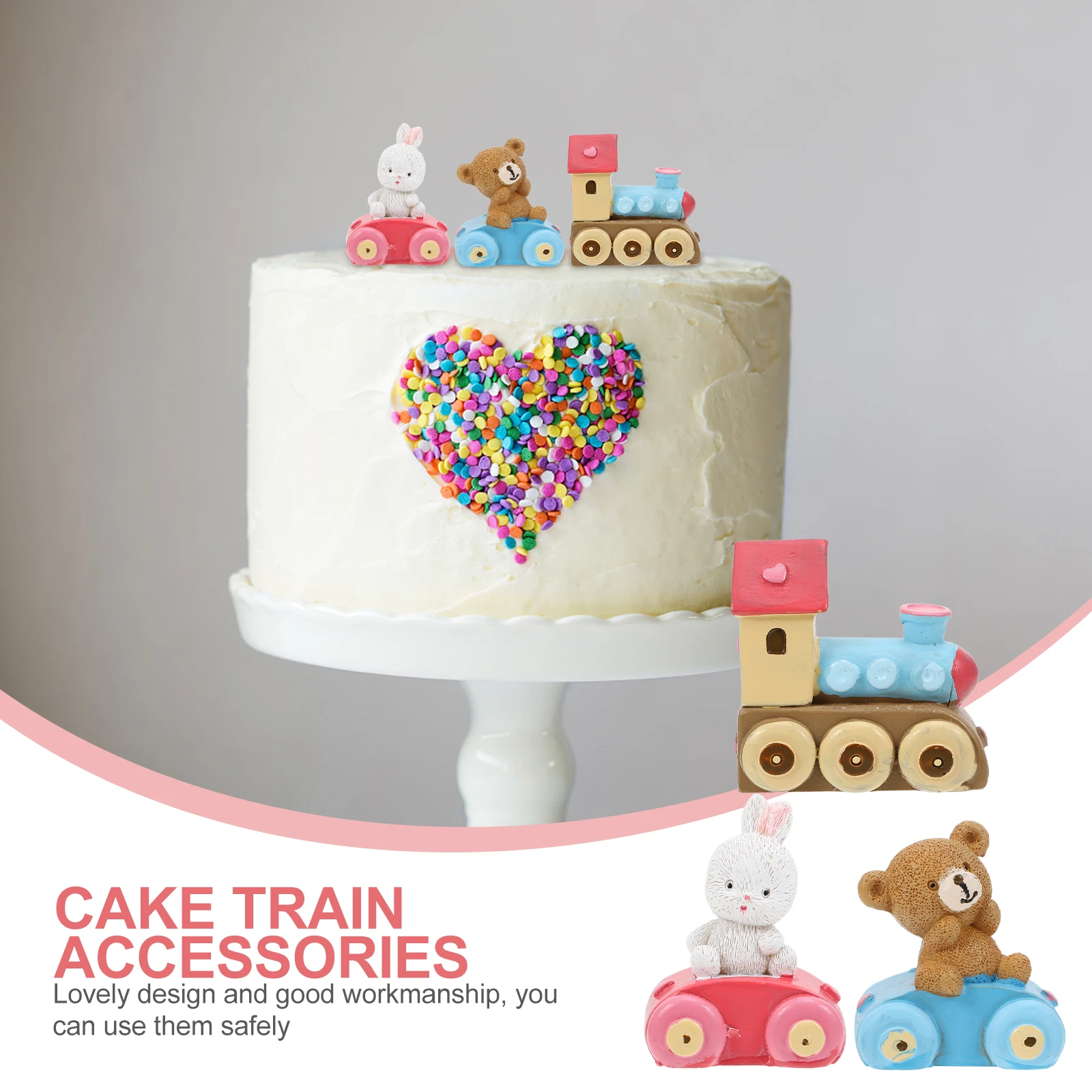 

Creative Cake Decor Resin Crafts Bear Resin Crafts nament Rabbit Train Shape Children Desktop Sculpture Props