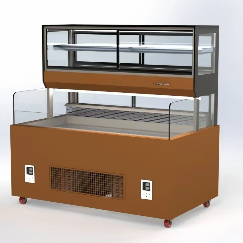 Buffet Buffet BBQ Hot Pot Restaurant Cake Cabinet West Point Display Cabinet Freezer Sukiyaki Double Layer Mousse Cabinet
