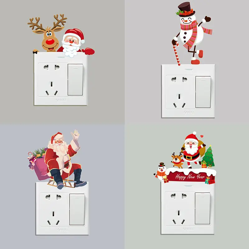 

M224 Switch Sticker Christmas Day Wall Sticker Kids Room Background Home Refrigerator Decoration Mural Living Wallpaper Decal