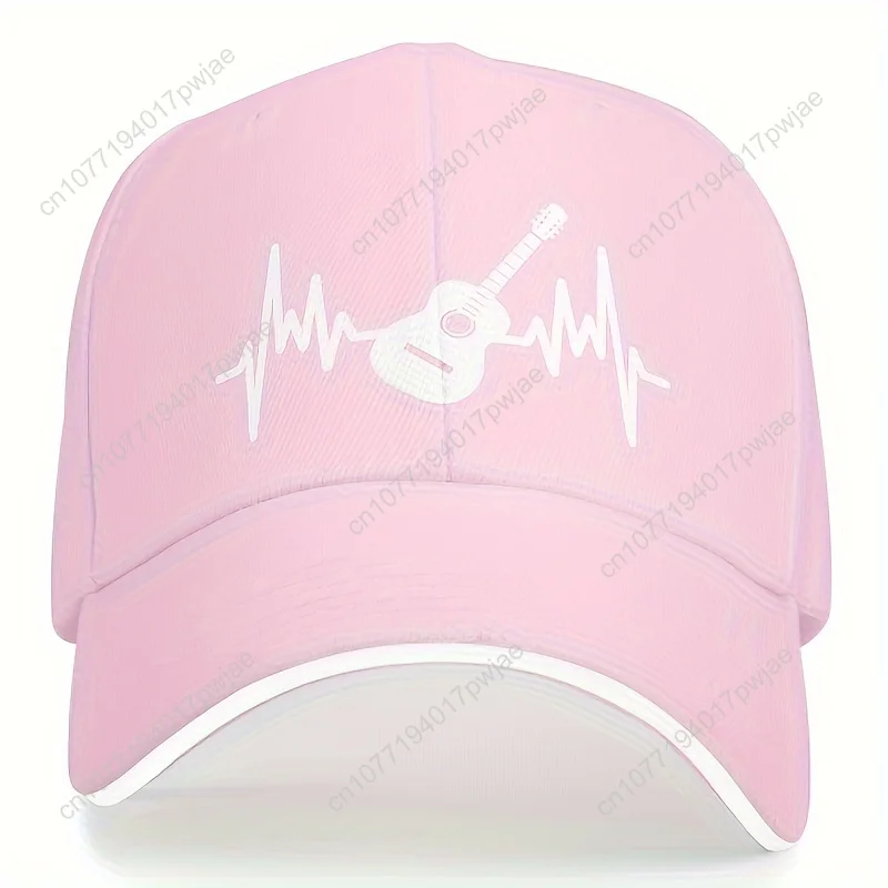 Coole klassieke truckerhoed - gitaarhartslagprint, baseballpet met gebogen rand voor muziekliefhebbers, casual vrijetijds- en buitensporten