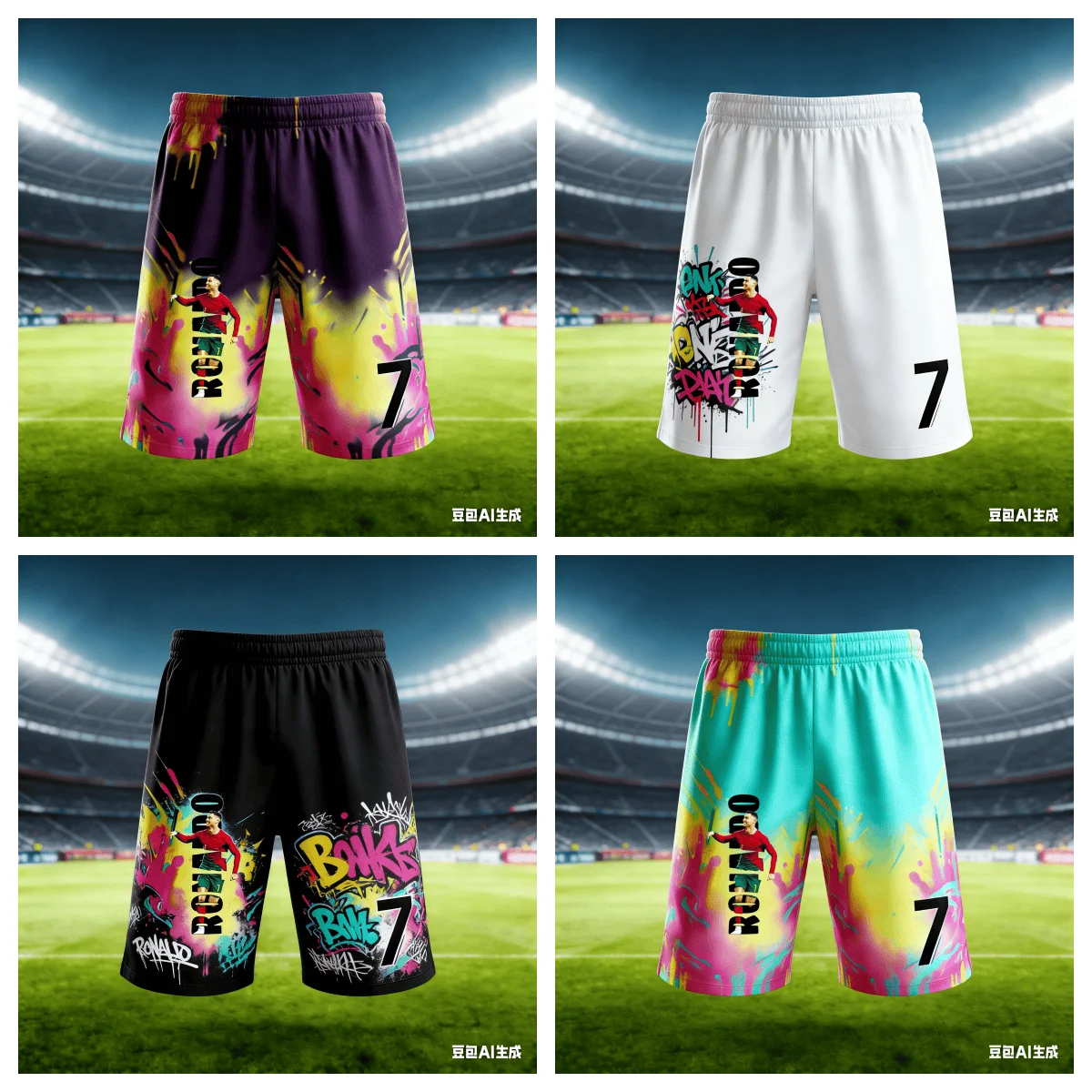 # Ronaldo Nr.7 #   Fußball-Fan-Gedenkshorts, 3D-Schnelltrocknende, bequeme Sportshorts für den Sommer, für Männer und Frauen, Erwachsene/Kinder