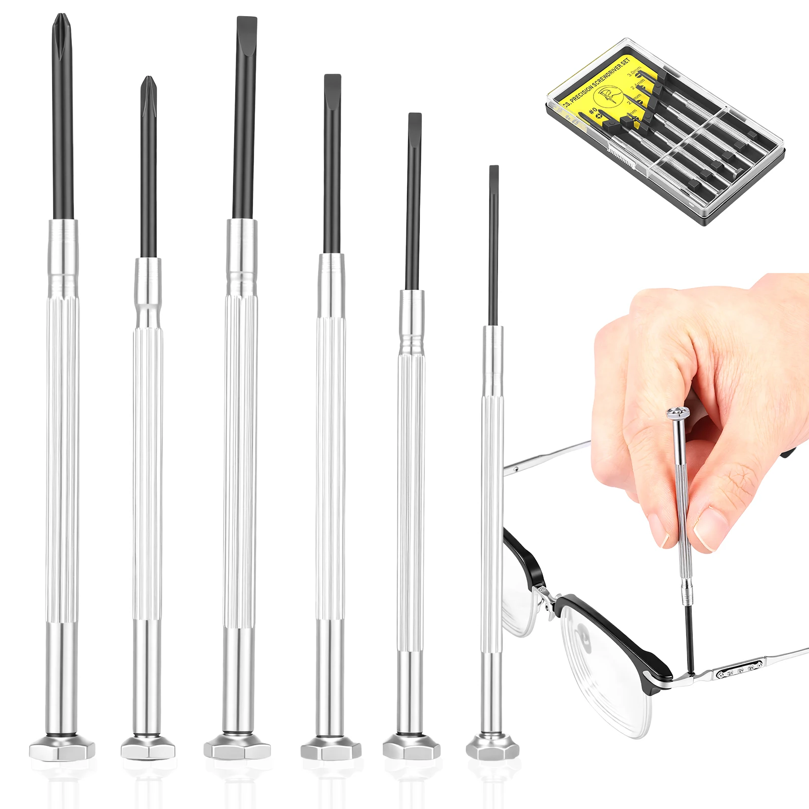 6PCS Eyeglass Repair Tool Mini Screwdriver Set Small Precision Screwdriver Kit for Watch Electronic Glasses Jewelry Repair Tool