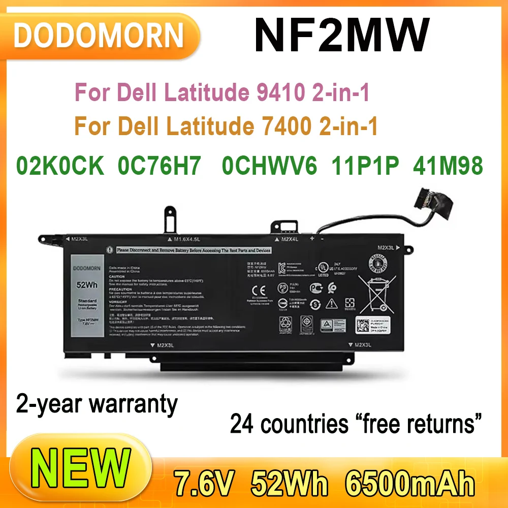 

Новый аккумулятор для ноутбука NF2MW для Dell Latitude 9410 7400 2 в 1 N032L7400C-D1506CN 02K0CK 0C76H7 0CHWV6 41M98