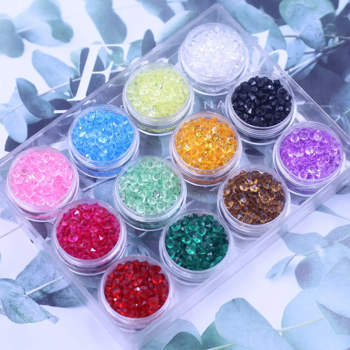 Set of Multicolor Acrylic Cone Rhinestone 5mm Round Pointed Crystal Handmade Jewelry Crafts Apparel Nail Art Decoration Supplies