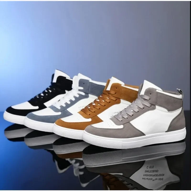 

Men's Skateboarding Shoes Lightweight High Top Breathable Shoes 47 Flat Lace-Up Sneakers White Travel Unisex Tenis Masculino 48