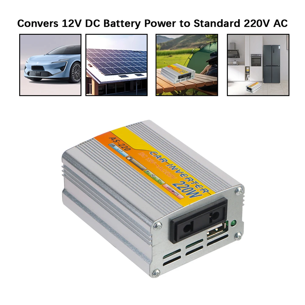 220W Car Inverter with USB Port DC 12V To AC 220V Voltage Converter Car Power Converter for Laptop Computer
