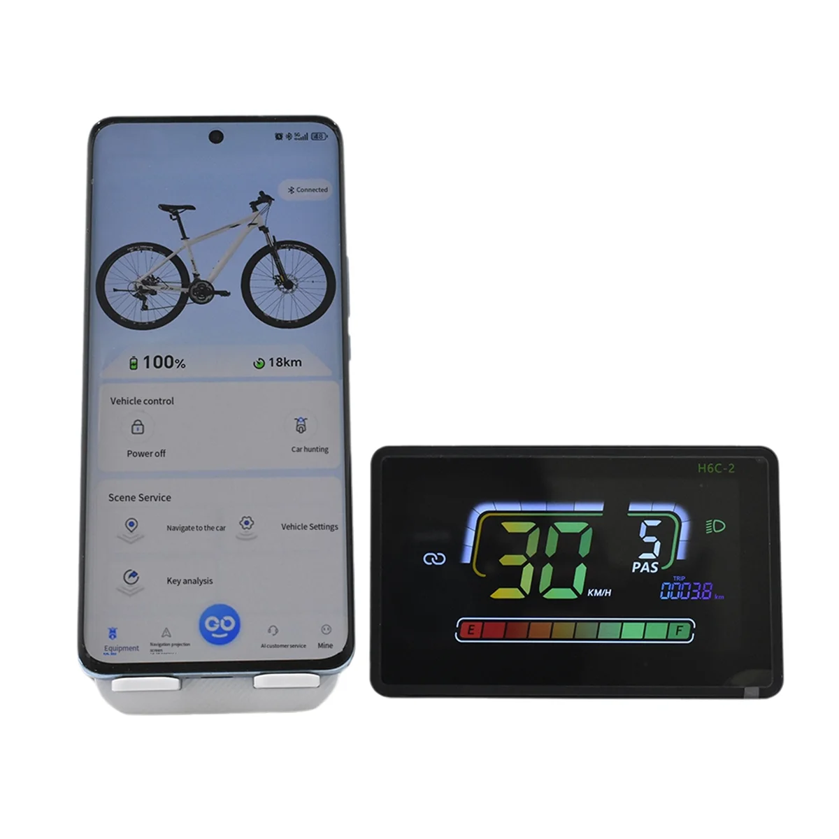 Yours H6C-2 E-Bike Bluetooth pantalla LCD medidor Scooter Eléctrico velocímetro tablero UART para bicicleta eléctrica de montaña 6PIN