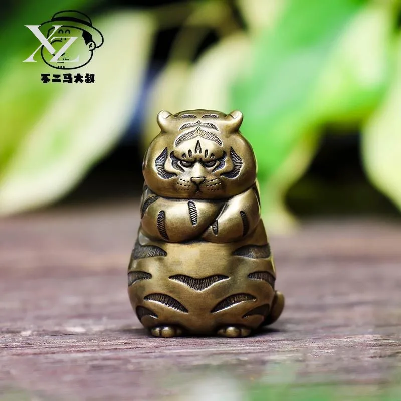 Premium Brass Ornaments Figures- I Am Not a Fat Tiger, Fat Tiger Girl, and I Am Angry Handheld Tea Pet Home Decoration