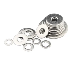 10/50/100pcs 304 Stainless Steel Flat Washer Metal Plain Gasket Rings M1.6 M2 M2.5 M3 M3.5 M4 M5 M6 M8 M10 M12 M14 M16
