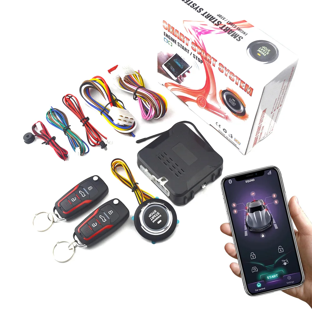 

Car Alarm System Start Stop Ignition Button Keyless Entry System Mobile Bluetooth App PKE Induction Control Universal Accessorie