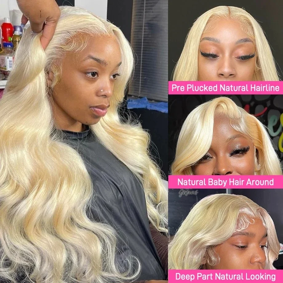 Perruque Lace Front Wig Body Wave sans colle naturelle, cheveux blonds, 13x6, HD, 4x4, 13x4, pre-plucked, avec baby hair, 30 pouces