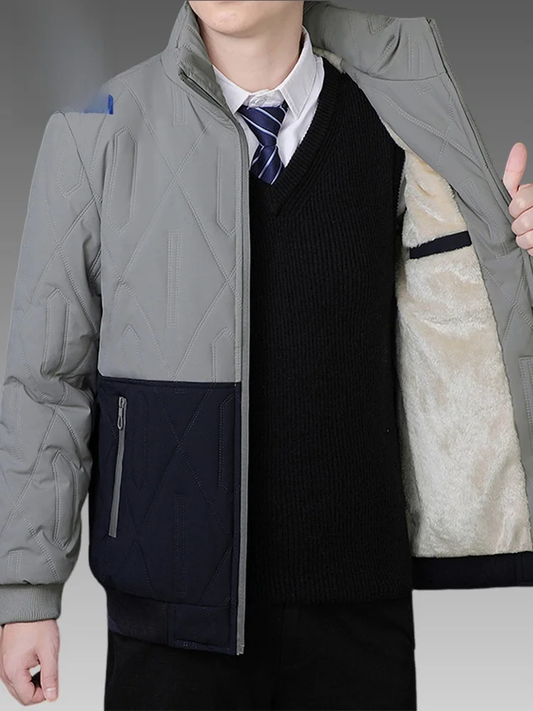 

Rn Мужское хлопковое пальто с воротником-стойкой на подкладке Fce, теплое зимнее пальто, длинное пальто из полиэфирного волокна, застежка-молния