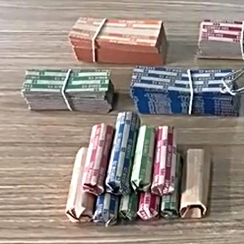 100Pcs Kraft Paper Coin Wrappers Assorted Bundle Flat Striped Coin Wrappers Color Coded Coin Counter Sorting Tubes Coin Rolls