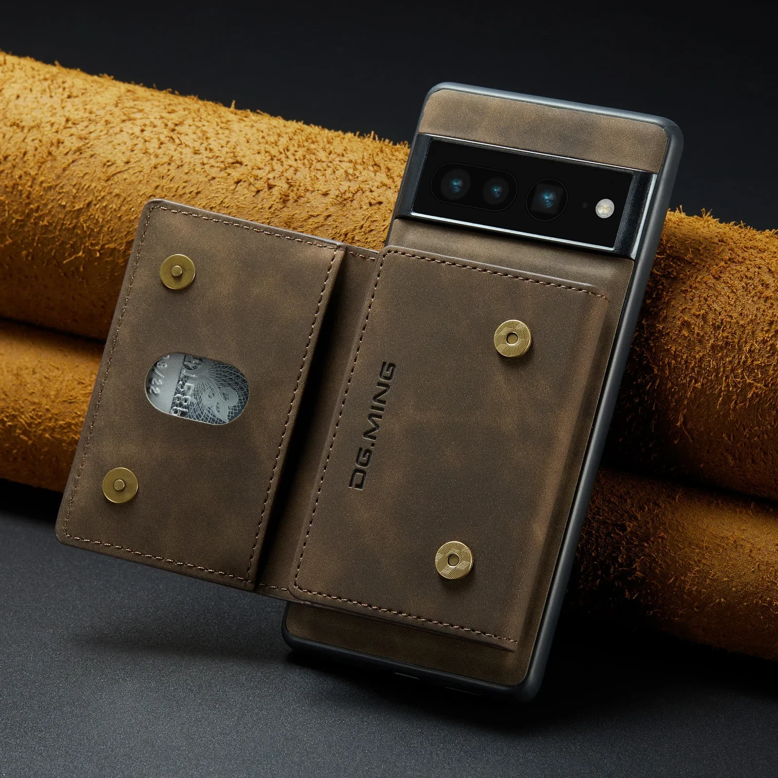 2-in-1 abnehmbare Kartentasche, magnetische Brieftasche für Google Pixel 9 Pro XL 9A 8Pro 7 6 dreifach gefaltete Leder-Geldbörse, Tasche, Handyhülle